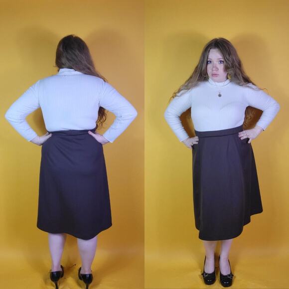 Vintage Deadstock NOS Cricket Lane Brown Midi Skirt, 34 XL - Picture 3 of 4